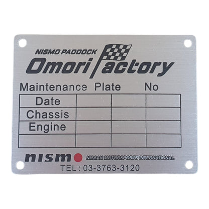 Nismo Paddock Maintenance Plate